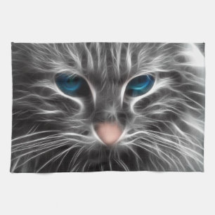 Awesome Blue Eyed Cat Face Tea Towel