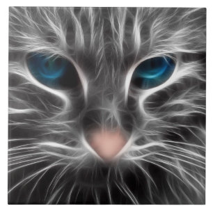 Awesome Blue Eyed Cat Face Tile