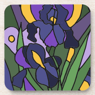 Awesome Blue Iris Floral Abstract Art Coaster