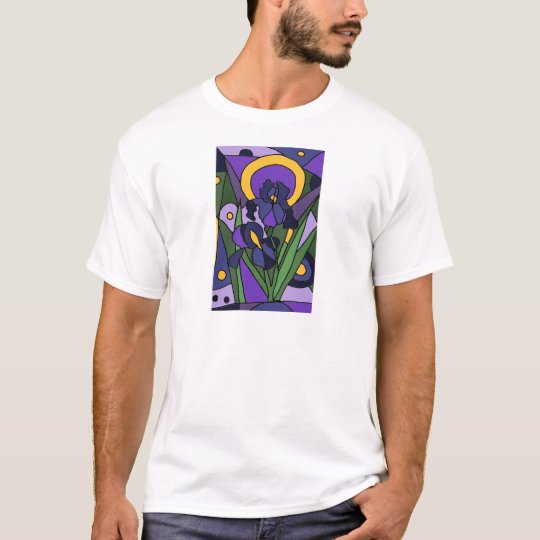 Awesome Blue Iris Floral Abstract Art T-Shirt