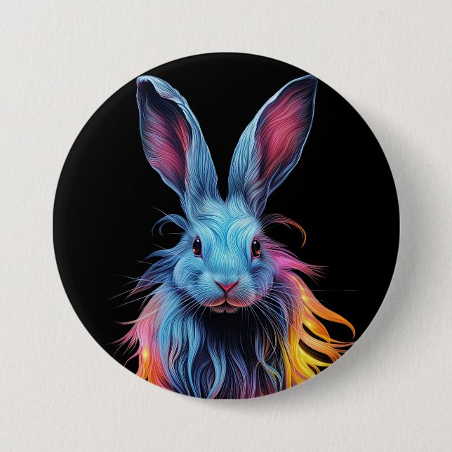 Awesome Blue Rabbit on Fire  7.5 Cm Round Badge (Front)
