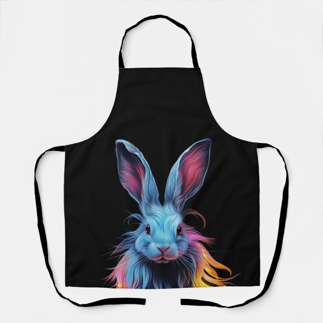 Awesome Blue Rabbit on Fire  Apron (Front)