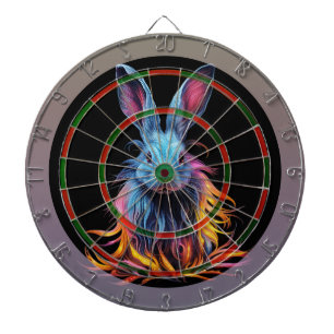 Awesome Blue Rabbit on Fire  Dartboard