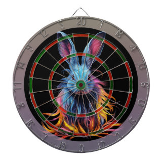 Awesome Blue Rabbit on Fire Dartboard