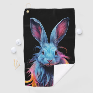 Awesome Blue Rabbit on Fire Golf Towel