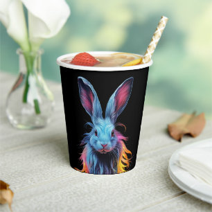 Awesome Blue Rabbit on Fire Paper Cups