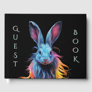 Awesome Blue Rabbit on Fire Personal Date Guest Book