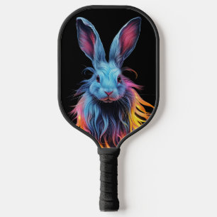 Awesome Blue Rabbit on Fire Pickleball Paddle