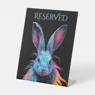 Awesome Blue Rabbit on Fire Reserved Pedestal Sign