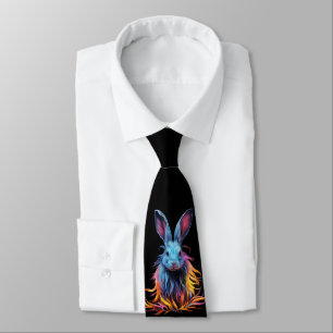 Awesome Blue Rabbit on Fire  Tie