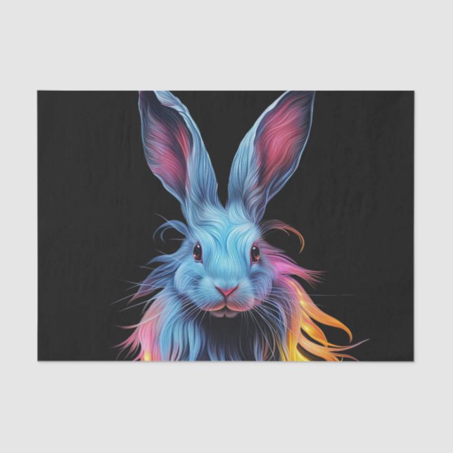 Awesome Blue Rabbit on Fire  Tissue Paper (Front)