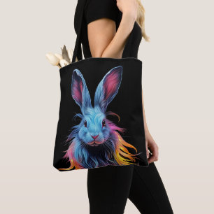 Awesome Blue Rabbit on Fire  Tote Bag