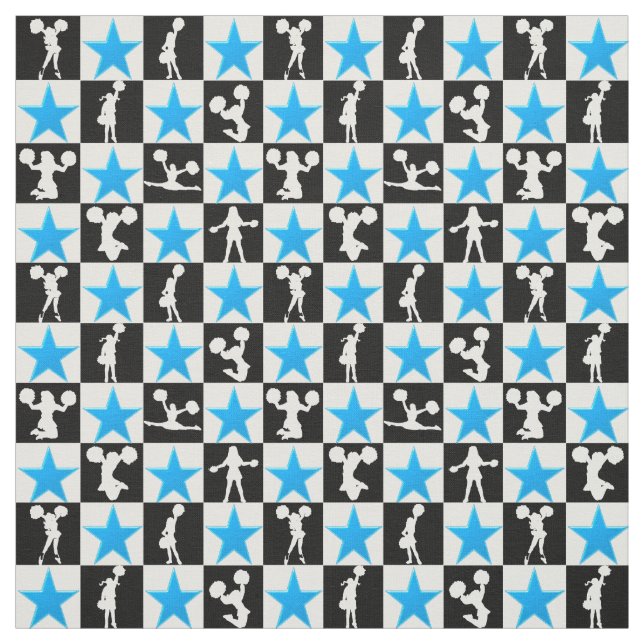 AWESOME BLUE STAR CHEERLEADER FABRIC (Swatch)