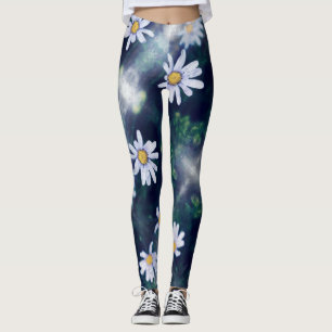 Awesome Blue Yellow Flowers Leggings