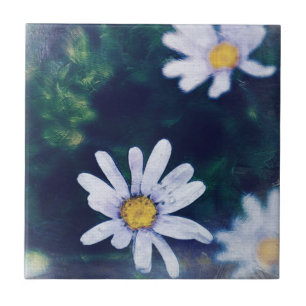 Awesome Blue Yellow Flowers Painting Tile