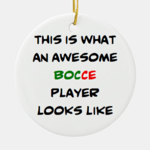 awesome bocce player ceramic tree decoration