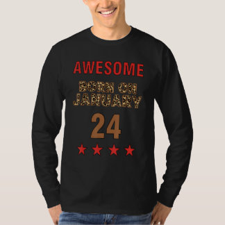 Awesome born on 24th January 24 Leopard Print Janu T-Shirt