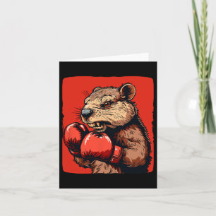 Awesome Boxing Beaver With Gloves For Sports Fans Card