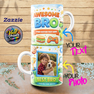Awesome Bro Dinosaur Gaming Custom Text & Photo Coffee Mug