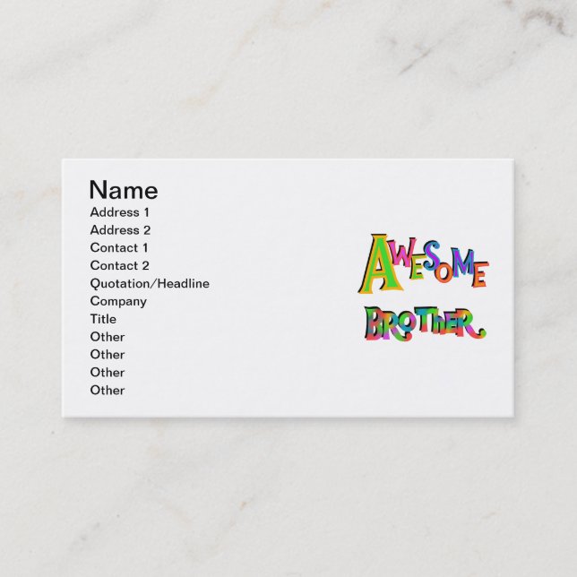 Awesome Brother T-shirts and Gifts Business Card (Front)