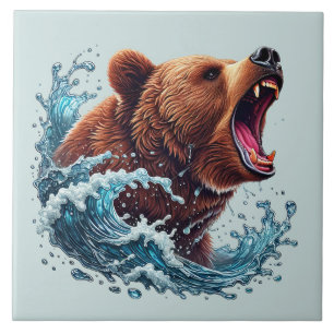 Awesome brown bear cabin lovers  tile