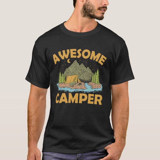 Awesome Camper Camping Hiking lover Campsite Hike T-Shirt (Front)