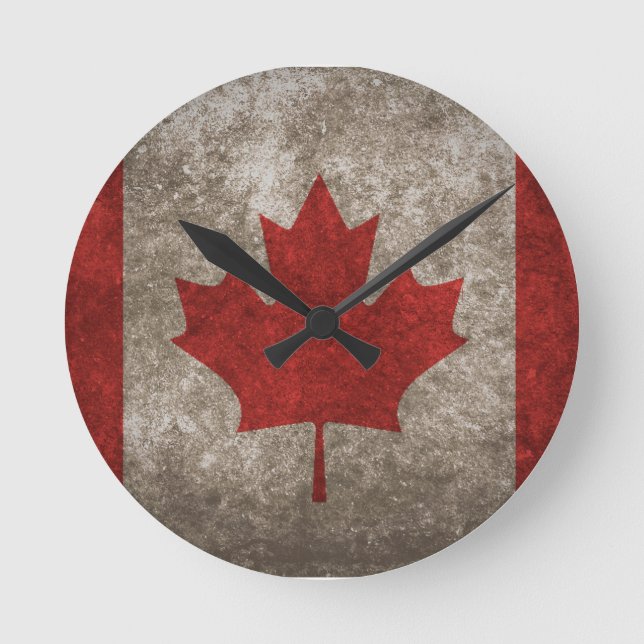 Awesome Canadian Flag Design Round Clock (Front)