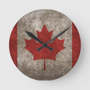 Awesome Canadian Flag Design Round Clock
