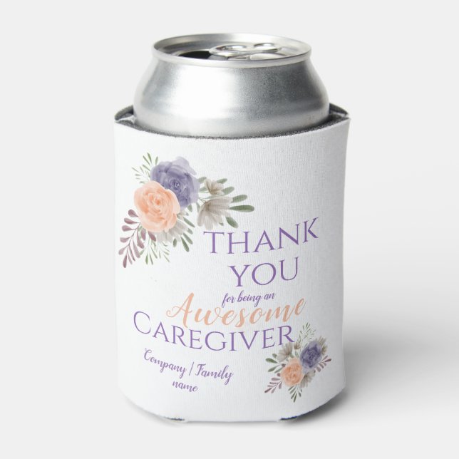 Awesome Caregiver Appreciation Floral Thank You Can Cooler (Can Front)
