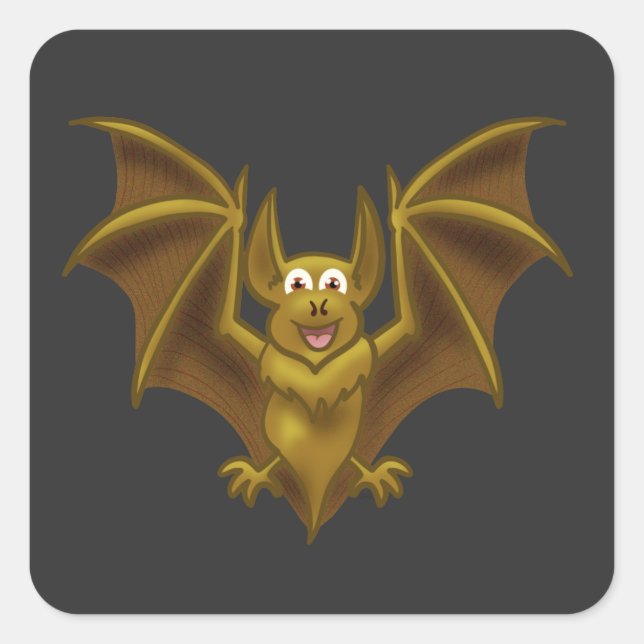 Awesome Cartoon Bat Square Sticker (Front)