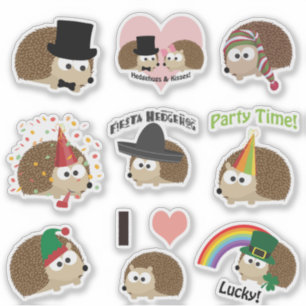 Awesome Cartoon Hedgehogs Sticker Set