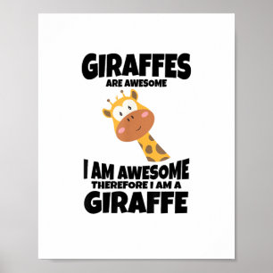 Awesome Cartoon I am a Giraffe Shirt for Giraffe L Poster