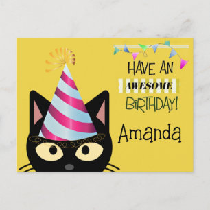 Awesome Cat Brithday for Kids Postcard