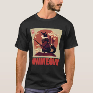 Awesome Cat in Samurai Armor for Japanese Culture T-Shirt