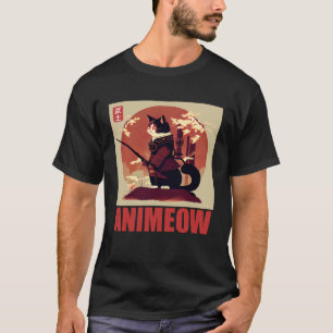 Awesome Cat in Samurai Armour for Japanese Culture T-Shirt