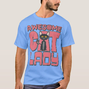 Awesome Cat Lady Fun Cartoon Kitty Kitten Vet Pet  T-Shirt