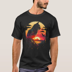 Awesome Cat Sunset Retro Aesthetic Cat  Graphic T-Shirt