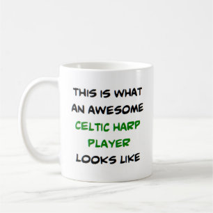 awesome celtic harp player coffee mug