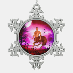 Awesome centaur snowflake pewter christmas ornament