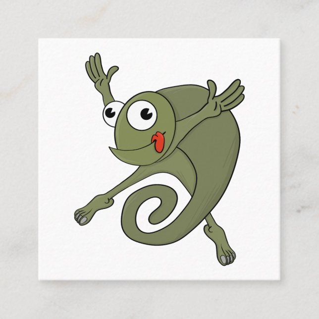 Awesome Chameleon Square Business Card (Front)