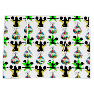 AWESOME CHEERLEADING CHRISTMAS DESIGN LARGE GIFT BAG