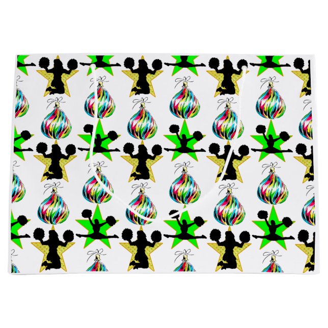 AWESOME CHEERLEADING CHRISTMAS DESIGN LARGE GIFT BAG (Front)