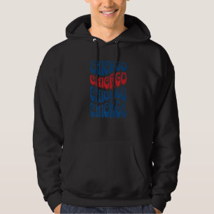 Awesome Chicago Illinois Groovy Retro Distressed Hoodie