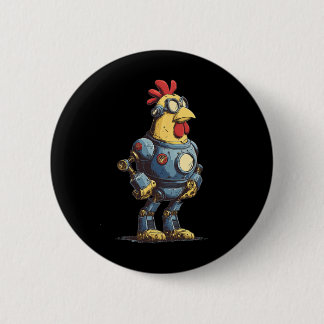 Awesome Chicken Robot For Future Animals Lovers  6 Cm Round Badge