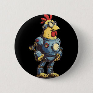 Awesome Chicken Robot For Future Animals Lovers 6 Cm Round Badge