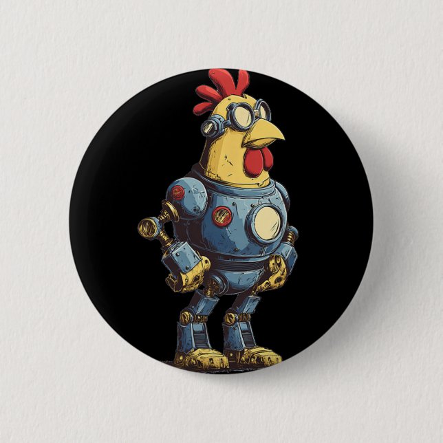 Awesome Chicken Robot For Future Animals Lovers  6 Cm Round Badge (Front)