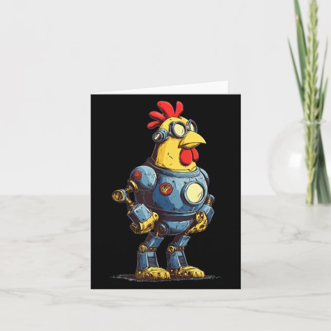 Awesome Chicken Robot For Future Animals Lovers  Card (Front)