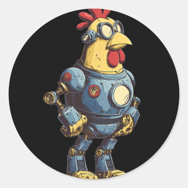 Awesome Chicken Robot For Future Animals Lovers  Classic Round Sticker (Front)