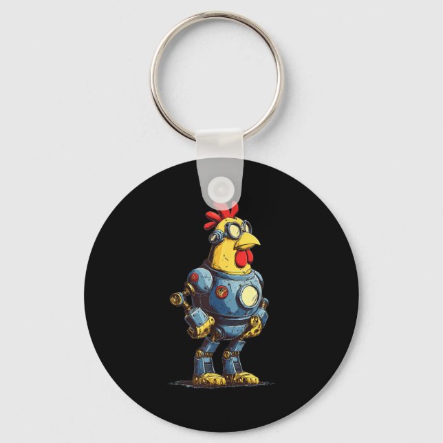 Awesome Chicken Robot For Future Animals Lovers  Key Ring (Front)