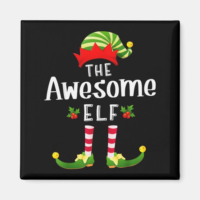 Awesome Christmas Elf Matching Pajama X-mas Party  Magnet (Front)